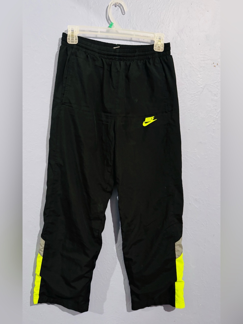 Nike Black Track Pants with Neon Yellow Accents